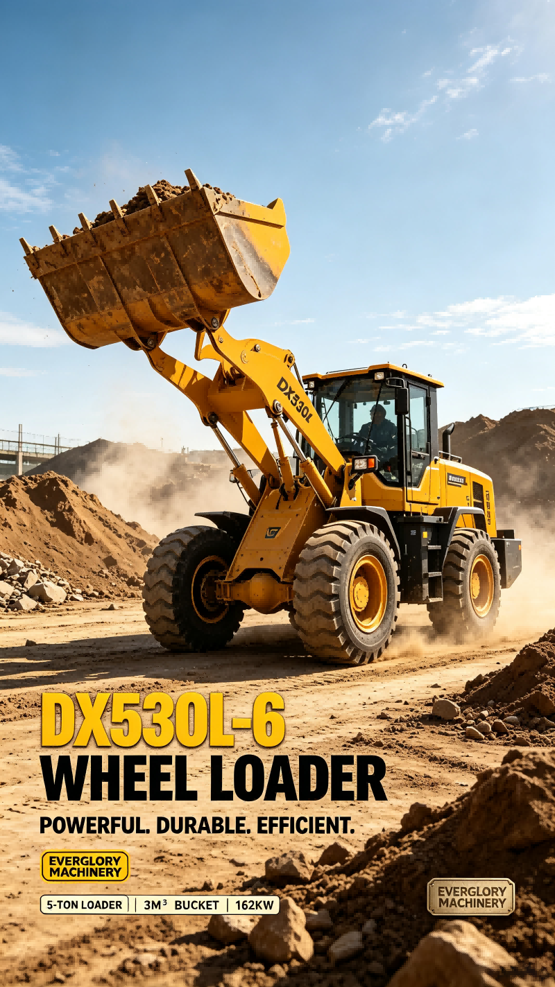 Everglory Machinery uvádza na trh odolný 5-tonový kolesový nakladač DX530L‑6 pre zemné práce